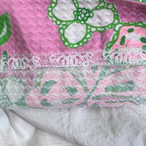 Lilly Pulitzer Strapless Dress Ruffle Pink Floral Seersucker Party Size 6 - READ - Picture 6 of 8